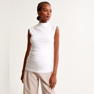 Abercrombie & Fitch White Paloma Ruched Maternity Top Size Small